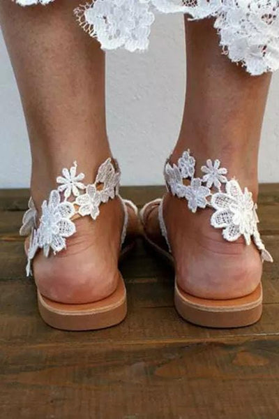 Women's Sandals Flat Clip Toe Casual Lace Floral Beach Flip Flop Comfy Shoes Summer Elegant Toe Ring Roman Sandals Comfy Dressandals
