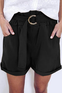Black Casual Paper Waist Shorts - Zagari Essentials/Clementina's Boutique LLC