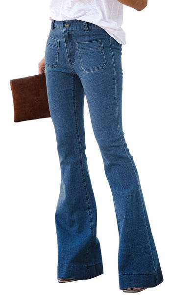 Vintage Casual Pocket Flared Jeans - Zagari Essentials/Clementina's Boutique LLC