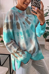 Multicolor Tie-dye Side Slits Pullover Sweatshirt - Zagari Essentials/Clementina's Boutique LLC